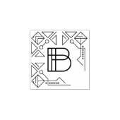 Vierkante Art Deco Letter B Monogram Rubberstempel (Afrduk)