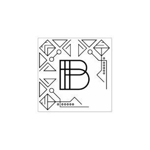 Vierkante Art Deco Letter B Monogram Rubberstempel