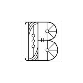 Vierkante Art Deco Letter B Monogram Rubberstempel (Afrduk)