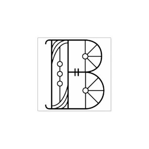 Vierkante Art Deco Letter B Monogram Rubberstempel