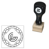 Vierkante Art Deco Letter G Monogram Rubberstempel (Gestempeld)