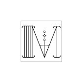 Vierkante Art Deco Letter M Monogram Rubberstempel (Afrduk)
