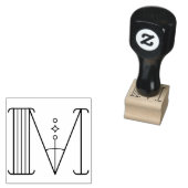 Vierkante Art Deco Letter M Monogram Rubberstempel (Gestempeld)