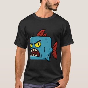 Vierkante Blauwe Piranha T-shirt