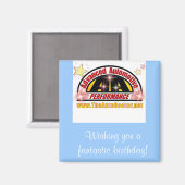 vierkante blauwe verjaardagsmagneet van Advanced A Magneet (Voorkant / Achterkant)