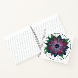 Vierkante bloemhartjes mandala notitieboek
