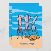 Vierkante Cartoons uitnodiging (Voorkant / Achterkant)