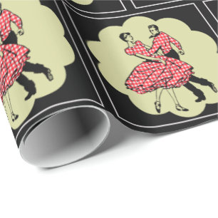 Vierkante dansers Country Dancers Dragen Red Check Cadeaupapier