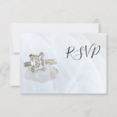Vierkante Diamanten Ring Pilaar Kristal Bruiloft R RSVP Kaartje (Voorkant)