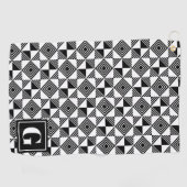 Vierkante driehoek geometrisch zwart wit monogram golfhanddoek (Horizontaal)