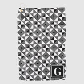 Vierkante driehoek geometrisch zwart wit monogram golfhanddoek (Voorkant)