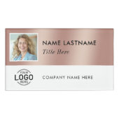 Vierkante foto Logo Roos Goud Wit Magnetisch Groot Naambadge (Voorkant)