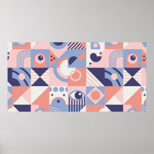 Vierkante geometrische vormen Achtergrond. estheti Poster