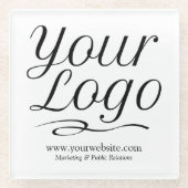 Vierkante glazen onderzetter met logo van uw bedri (Voorkant)