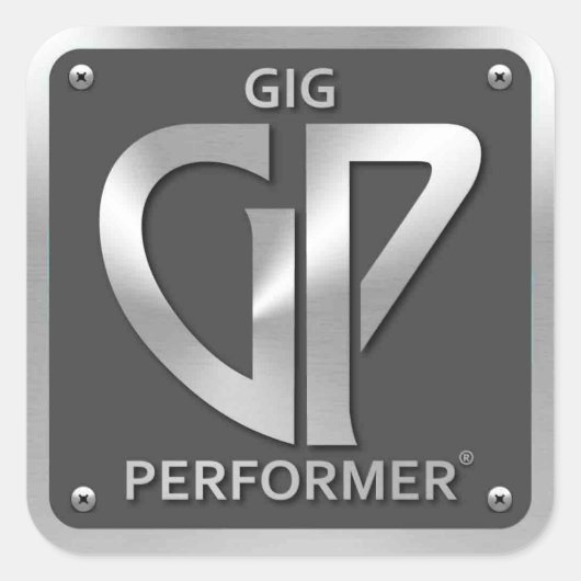 Vierkante GP Sticker met zilveren Logo (Voorkant)