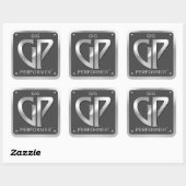 Vierkante GP Sticker met zilveren Logo (Vel)