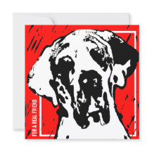 Vierkante Great Dane Vriend Rood & Zwart Linocut