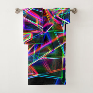 Vierkante hoeken en kleurrijke neonvlekken bad handdoek