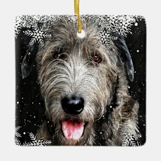 Vierkante Ierse Wolfhound Kerst Ornament (Voorkant)