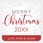 Vierkante Kerst stickers (wit) (Voorkant)