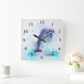 Vierkante klok met een prachtige dolfijn (Huis)