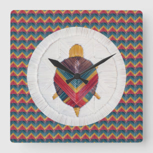 Vierkante klok met Turtle Star Chevron Design