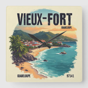 Vierkante klok Vieux-Fort Guadeloupe Wandklok