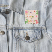 Vierkante Knop | Cute Dinosaur World Button 5,1 Cm (In situ)