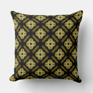 Vierkante kussen Jimette Design geel op zwart.