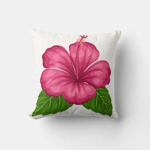 Vierkante Kussen-Roze Hibiscus Bloem Kussen