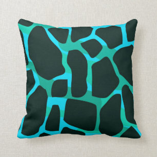 Vierkante kussen Teal Blauw Groen Zwart Dier Koe