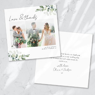 Vierkante minimalistische foto bruiloft dank u kaa kaart