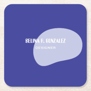 Vierkante papieren onderzetter met blauw koel-neut