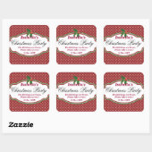 Vierkante Polka Dot Pattern Kerst stickers (Vel)