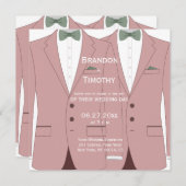 Vierkante roze homohuwelijksuitnodigingen kaart (Voorkant / Achterkant)