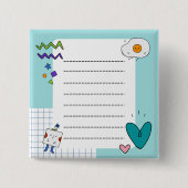 Vierkante Schattigee Doodle Cartoon Memo Notities Vierkante Button 5,1 Cm (Voorkant)