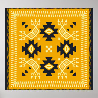 Vierkante sjaal, paisley bloemenbatik. poster