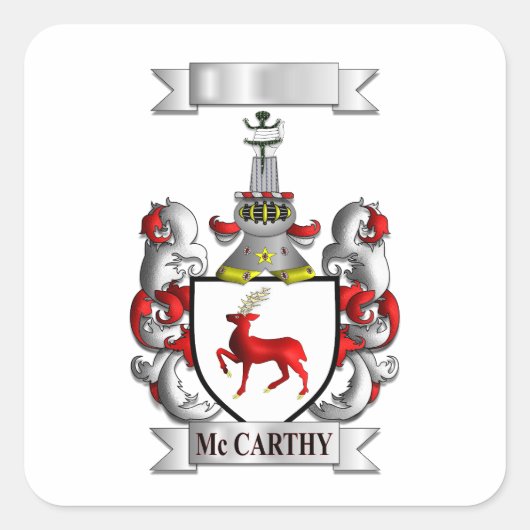 Vierkante sticker McCarthy achternaam en schild (Voorkant)