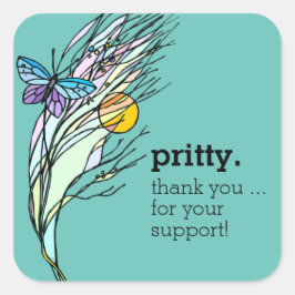 Vierkante Sticker voor Butterfly Fields Design Squ