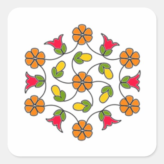 Vierkante Stickers-Flower Series#63 Vierkante Sticker (Voorkant)