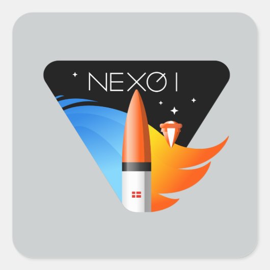 Vierkante Stickers met Nexø I Mission Patch (Voorkant)