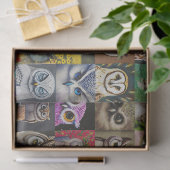 Vierkante uilen decoupage tissuepapier (Geschenk)