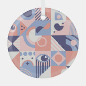 Vierkante vormen: Geometrisch Abstract Mozaïek Glas Ornament (Voorkant)