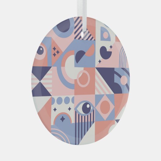 Vierkante vormen: Geometrisch Abstract Mozaïek Glas Ornament (Voorkant Rechts)