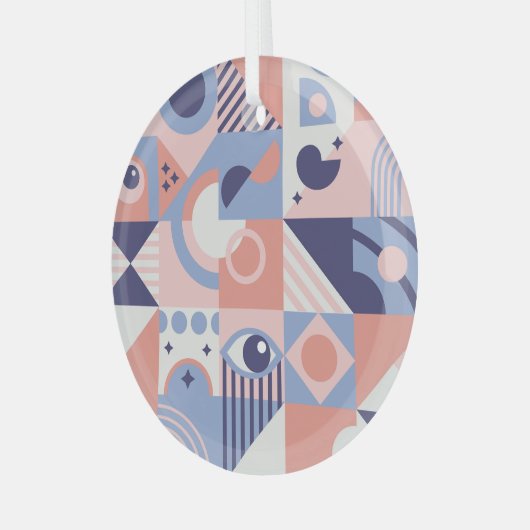 Vierkante vormen: Geometrisch Abstract Mozaïek Glas Ornament (Voorkant links)