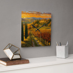 Vierkante wandklok met Italiaanse charme Klok