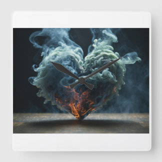 Vierkante wandklok met liefde klok