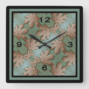 Vierkante wandklok met Maple Leaves Klok