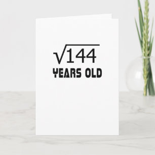 Vierkante wortel van 144 12 jaar oud 12e verjaarda kaart