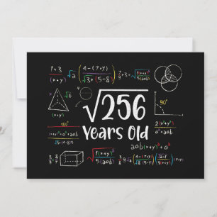 Vierkante wortel van 256 16e verjaardag 16 jaar ou kaart